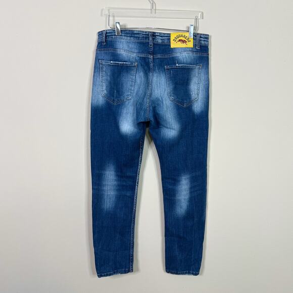 DSQUARED2 | Men’s Icon Distressed Slim Medium Wash Designer Blue Jeans 54 US 44 - Picture 8 of 12